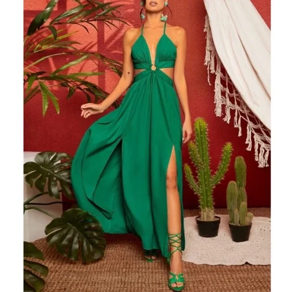 Mile High Clozet | Dresses | Eloise Ring Linked Crisscross Tie Backless  Mslit Hem Maxi Dress | Poshmark